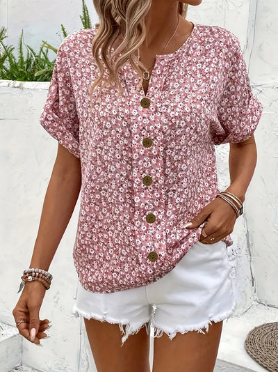 Charis™ - Floral Button-Up Blouse